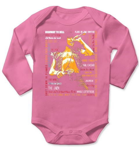 Bon Scott Text Long Sleeve Baby One-Piece