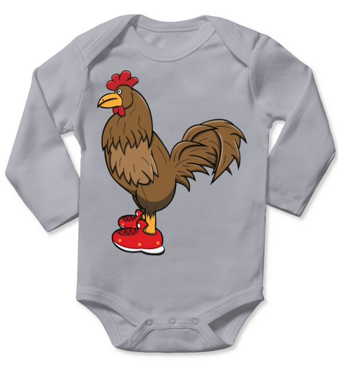 Brown Chicken With Shoes Funny Meme Cartoon Long Sleeve Baby One-Piece