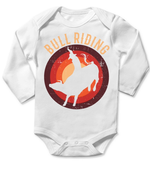 Bull Riding Western Rodeo Retro Vintage Cowboy Bul Long Sleeve Baby One-Piece