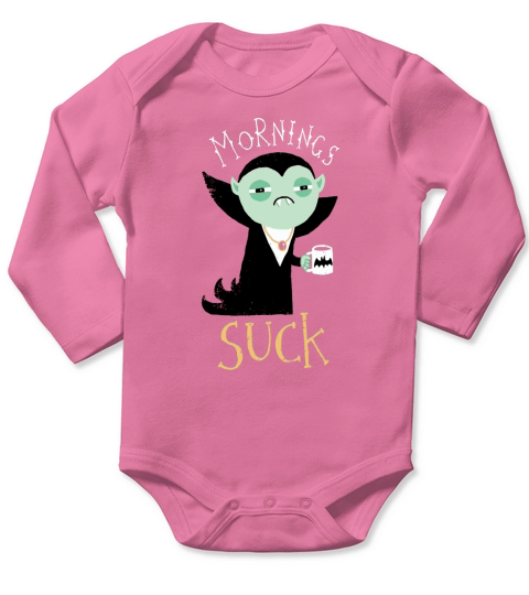 Dracula Morning Suck shirt Long Sleeve Baby One-Piece