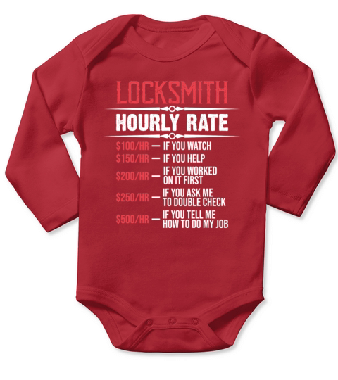Funny Locksmith Lock Picking Hourly Rate Vintage Long Sleeve Baby One-Piece