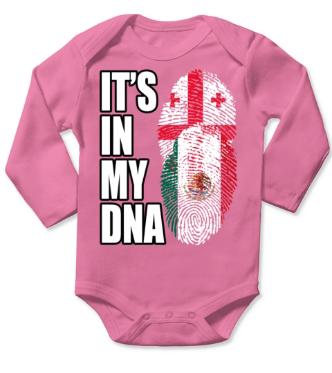 Georgian And Mexican Mix Heritage DNA Flag Long Sleeve Baby One-Piece