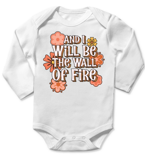 Happy And I Will Be The Wall Of Fire Retro Vintage Long Sleeve Baby One-Piece