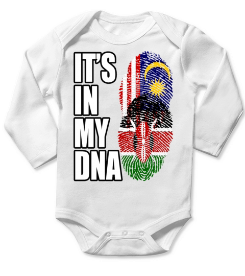 Malaysian And Kenyan Mix Heritage DNA Flag Long Sleeve Baby One-Piece