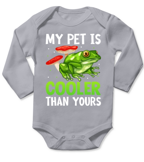 My Pet Is Cooler Than Yours - Frog Lover Mushroom Long Sleeve Baby One-Piece
