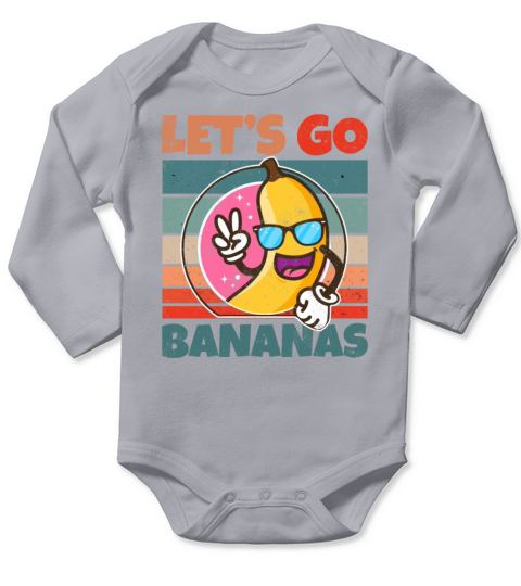 Retro Vintage Lets Bananas Funny Peace Banana Long Sleeve Baby One-Piece