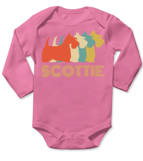 Scottie Scottish Terrier Dog Breed Vintage Look Long Sleeve Baby One-Piece