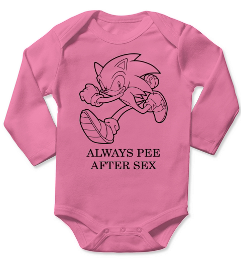 Sonic always pee after sex sonic white shirt Long Sleeve Baby One-Piece