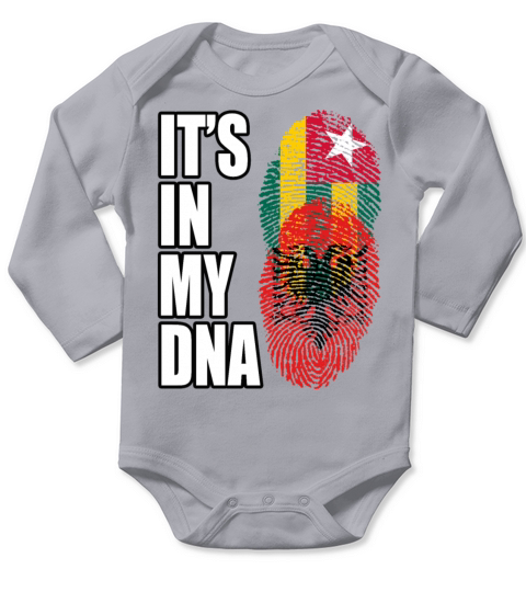 Togolese And Albanian Mix Heritage DNA Flag Long Sleeve Baby One-Piece