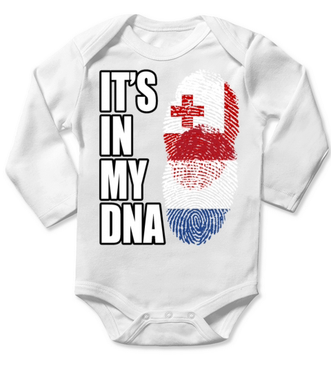 Tongan And Dutch Mix Heritage DNA Flag Long Sleeve Baby One-Piece
