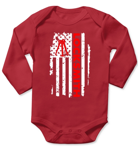 US Flag Patriotic Locksmith Lock Picking Long Sleeve Baby One-Piece