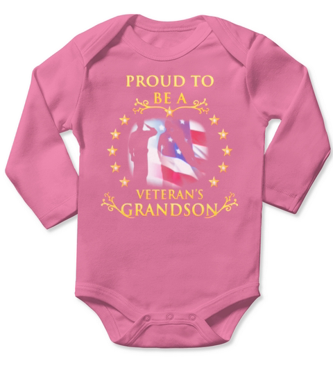 Veterans Day Grandson T shirt USA Flag Patriotic Gift Long Sleeve Baby One-Piece
