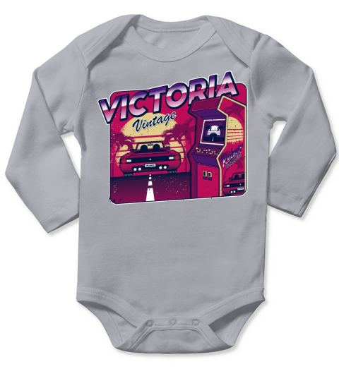 Victoria Funny Personalized Vintage Gamer 80s 90s Long Sleeve Baby One-Piece