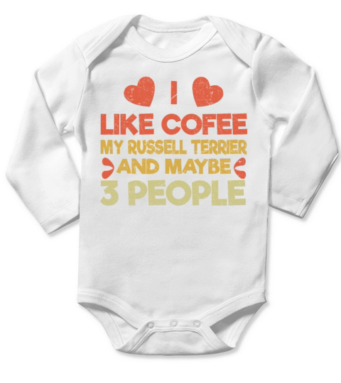 Vintage Pet Dog Like Coffee Love Russell Terrier Long Sleeve Baby One-Piece