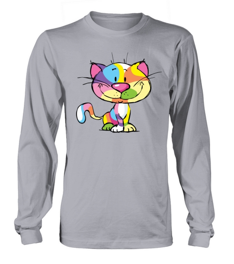 Cute Kitty Cartoon Colorful Pop Art Design Long sleeved Unisex