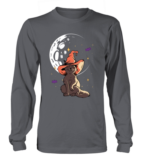 Witchy Cat On Moon For Halloween Trick Or Treat Long sleeved Unisex