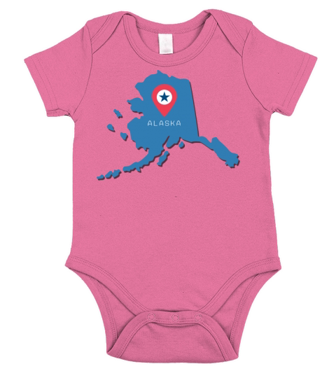 Alaska Map with Pinpoint Short Sleeve Baby One-Piece