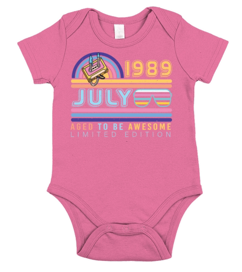 Birthday Greeting For July 1989 Short Sleeve Baby One-Piece