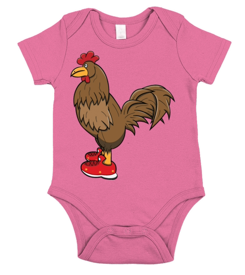 Brown Chicken With Shoes Funny Meme Cartoon Short Sleeve Baby One-Piece