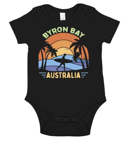 Byron Bay Australia Vintage Surfer Short Sleeve Baby One-Piece