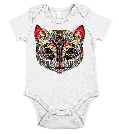 Cat Face MultiColor Short Sleeve Baby One-Piece