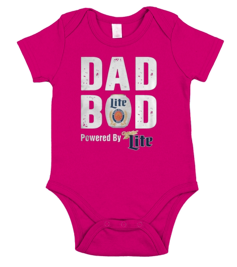 Dad bod powered by Miller Lite shirt Short Sleeve Baby One-Piece