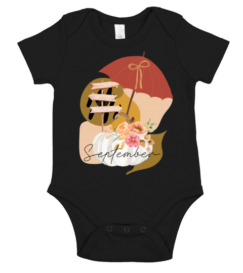 Fall September white pumpkin abstract Short Sleeve Baby One-Piece