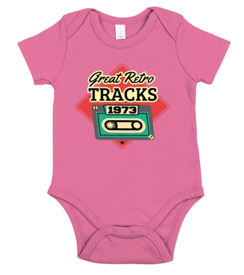 Great Retro Tracks 1973 Cassette Vintage Birthday Short Sleeve Baby One-Piece
