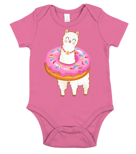 Llamas and Donut - Funny Alpaca Doughnut Donut Short Sleeve Baby One-Piece