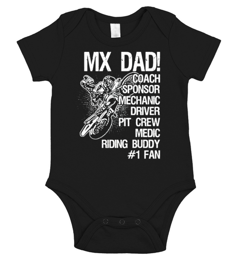 Motocross MX dad coach sponsor mechanic driver pit crew medic riding buddy Short Sleeve Baby One-Piece