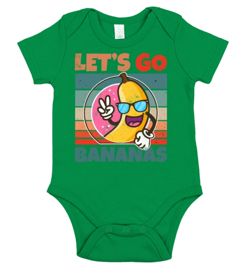 Retro Vintage Lets Bananas Funny Peace Banana Short Sleeve Baby One-Piece