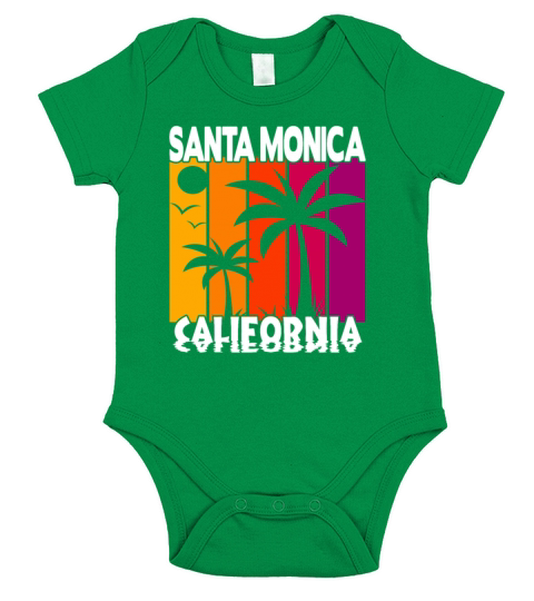 Santa Monica California sunset Short Sleeve Baby One-Piece