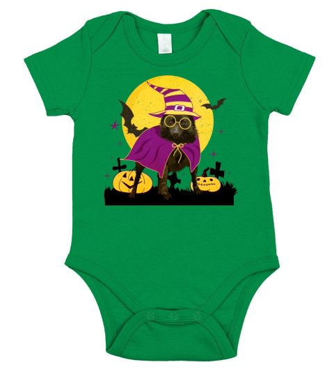 Schipperke Dog Witch Hat Halloween Short Sleeve Baby One-Piece