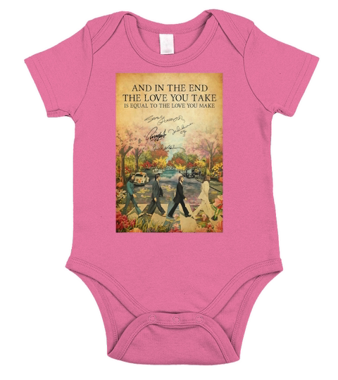 The Beatles The End Lyrics And In The End The Love You Take Signatures shirt Short Sleeve Baby One-Piece