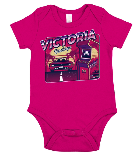 Victoria Funny Personalized Vintage Gamer 80s 90s Short Sleeve Baby One-Piece