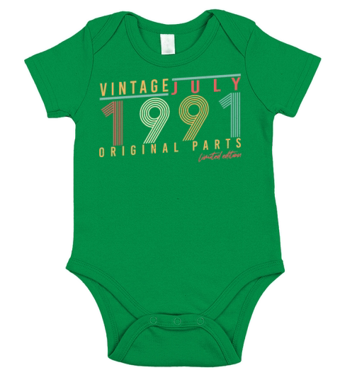 Vintage 1991 July Short Sleeve Baby One-Piece