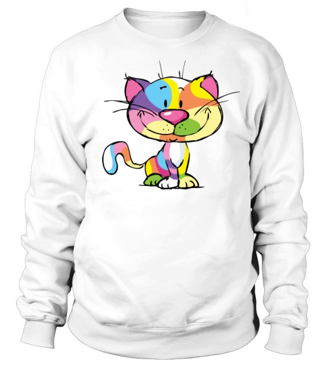 Cute Kitty Cartoon Colorful Pop Art Design Sweatshirt Unisex
