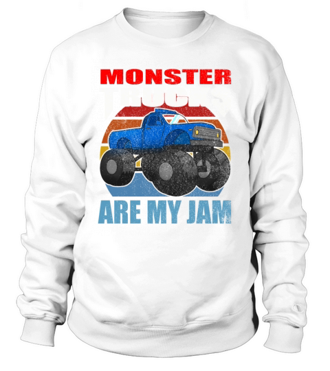 Kids Monster Trucks Are My Jam Retro Truck Lover Sweatshirt Unisex