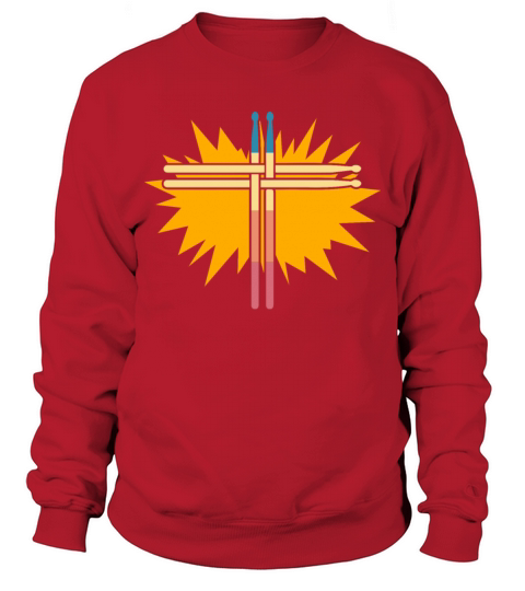 Retro Jesus Crucifix Drum Stick Christian Drummer Sweatshirt Unisex