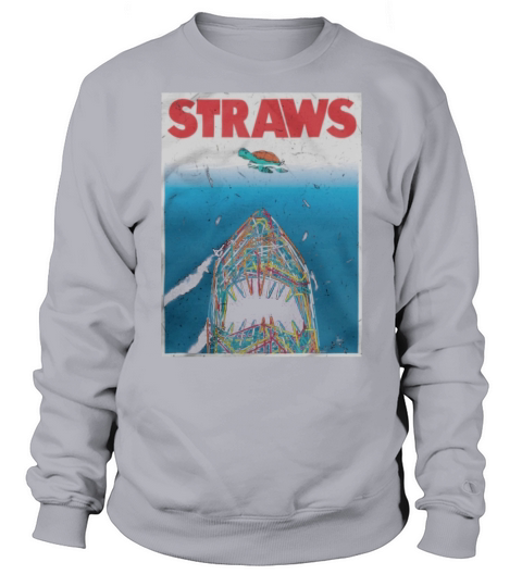 Straws  Jaws Shark And Turles Sweatshirt Unisex
