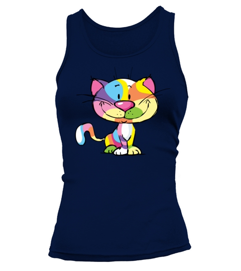 Cute Kitty Cartoon Colorful Pop Art Design Tank top Woman