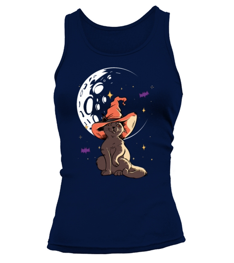 Witchy Cat On Moon For Halloween Trick Or Treat Tank top Woman