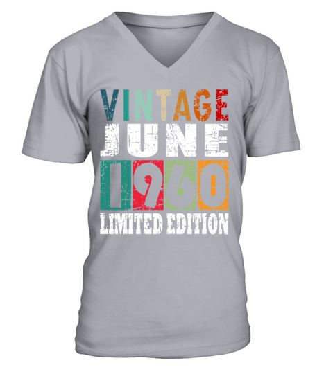 1960 vintage born in June gift V-Neck T-shirt