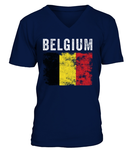 Belgium Flag Distressed - Belgian Flag V-Neck T-shirt