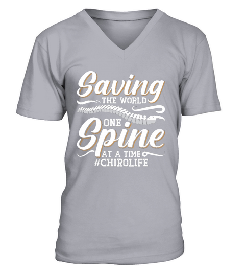 Chiropractic Saving The World Spine Chiropractor V-Neck T-shirt