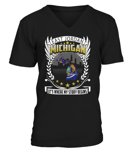 east jordan - michigan V-Neck T-shirt