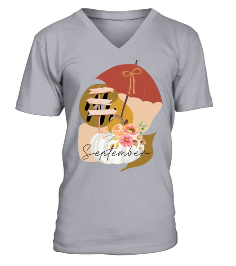 Fall September white pumpkin abstract V-Neck T-shirt