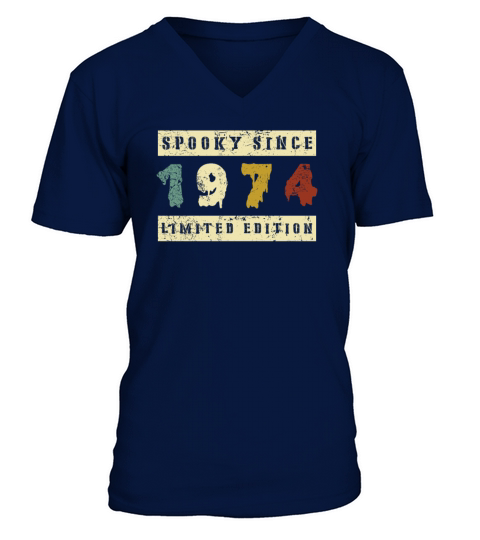 Halloween Spooky Since 1974 Retro Birth Year V-Neck T-shirt