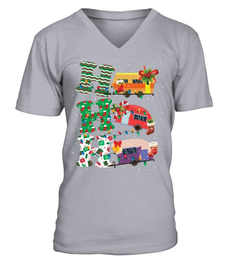 Ho Ho Ho Christmas Campers Funny Camping Lovers V-Neck T-shirt