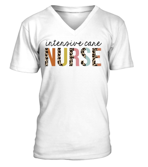 Intensive-Care Nurse Leopard Print Registered RN V-Neck T-shirt